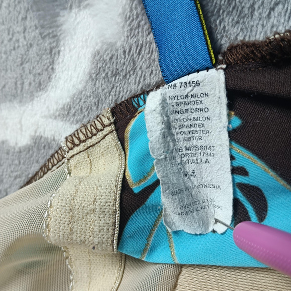 Maxine Swimsuit Womens 14 Brown Blue Floral One Piece Tummy Control Ruched Lined - Picture 6 of 8